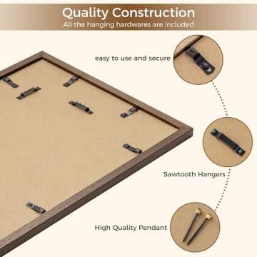 Fun Memories 11x14 Oak Picture Frame for Wall, 11x14 Frame with Matted to 8x10, Solid Wood Poster Frames for Wall Art Photo and Prints (Walnut, 1 Pack)