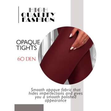 Charm and Attitude Soft Burgundy Tights for Women | Warm Pantyhose Stockings | Opaque Hosiery Nylons...