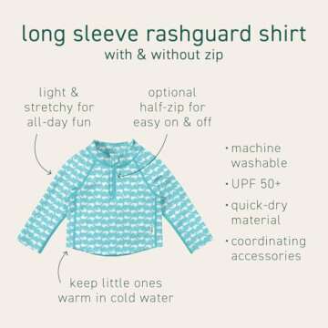 green sprouts Boys' Long Sleeve Rashguard - UPF 50+ Sun Protection