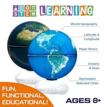 USA Toyz Cityscapes Illuminated Globe for Kids Learning STEM - Globe with Stand, 3 Sleep Settings, A...