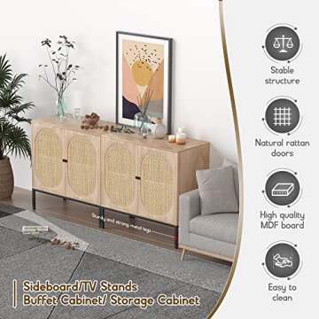 Natural Rattan Sideboard for Stylish Storage Solutions