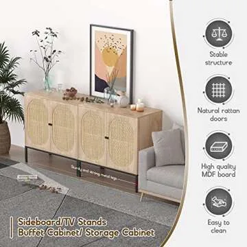 Natural Rattan Sideboard for Stylish Storage Solutions