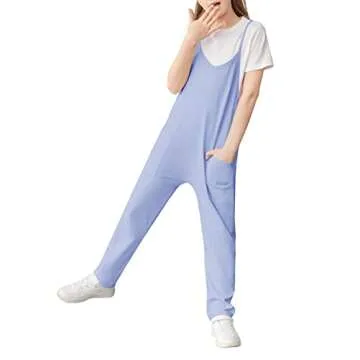 Cnkwei Girls' Casual Sleeveless Jumpsuit with Pockets