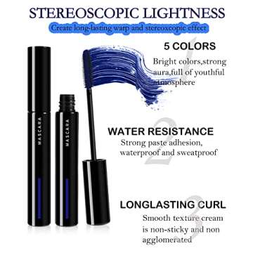 Burgundy Mascara Waterproof for Eyelashes,Longlasting Curling Dark Red Liquid Mascara Volume and Length,Cosplay Party Stage Colored rimel de pestañas, Mother's Day Eye Makeup Gift for Women Girl