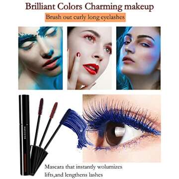 Burgundy Mascara Waterproof for Eyelashes,Longlasting Curling Dark Red Liquid Mascara Volume and Length,Cosplay Party Stage Colored rimel de pestañas, Mother's Day Eye Makeup Gift for Women Girl