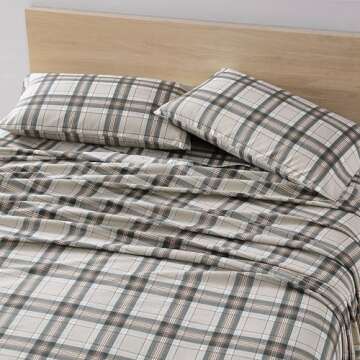 Eddie Bauer - King Sheet Set, Warm Breathable Cotton Flannel Bedding with Deep Pockets, Brushed for Extra Softness, Cozy Home Decor, Oeko-Tex Certified (Edgewood Plaid, King)