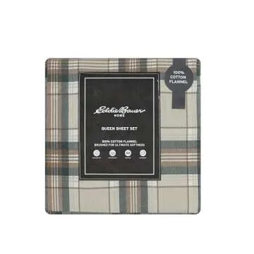 Eddie Bauer - King Sheet Set, Warm Breathable Cotton Flannel Bedding with Deep Pockets, Brushed for Extra Softness, Cozy Home Decor, Oeko-Tex Certified (Edgewood Plaid, King)