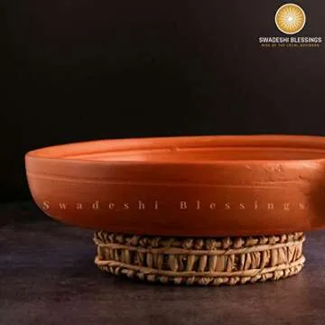 Swadeshi Blessings Organic Clay Frying Pan for Healthy Cooking