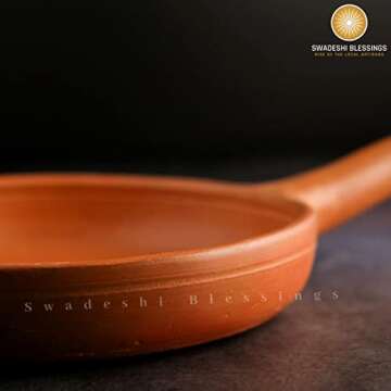 Swadeshi Blessings Organic Clay Frying Pan for Healthy Cooking