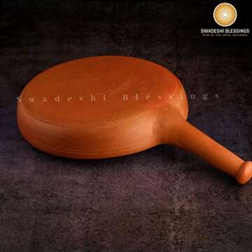 Swadeshi Blessings Organic Clay Frying Pan for Healthy Cooking