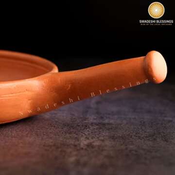 Swadeshi Blessings Organic Clay Frying Pan for Healthy Cooking