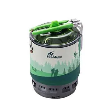 Fire-Maple "Fixed Star 3" Personal Cooking System | Pot/Jet Burner Stove System with Electric Ignition | Ideal for Hiking, Camping, Backpacking, Fishing, Hunting Trips and Emergency Use, Green