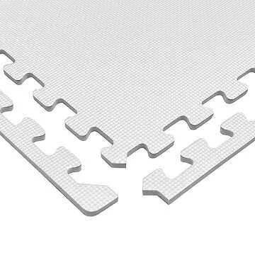 We Sell Mats 3/8 Inch Thick Multipurpose Exercise Floor Mat with EVA Foam, Interlocking Tiles, Anti-Fatigue for Home or Gym, 24 in x 24 in