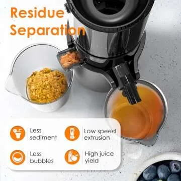 Masticating Juicer, safe and quiet,Slow Cold Press Juicer Machine Juicer Machines with Low Noise for Whole Vegetables and Fruits