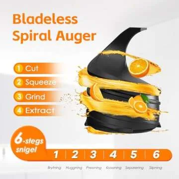 Masticating Juicer, safe and quiet,Slow Cold Press Juicer Machine Juicer Machines with Low Noise for Whole Vegetables and Fruits