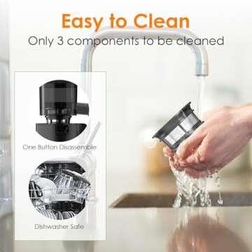 Masticating Juicer, safe and quiet,Slow Cold Press Juicer Machine Juicer Machines with Low Noise for Whole Vegetables and Fruits