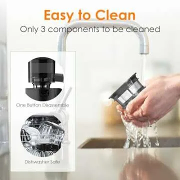 Masticating Juicer, safe and quiet,Slow Cold Press Juicer Machine Juicer Machines with Low Noise for Whole Vegetables and Fruits