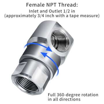 Alater 1/2 Inch FXF Heavy Duty Hose Reel Swivel with Grease Zerk - Hose Reel Parts Fitting with ISO 9001 Certification - Ideal for Home and Industrial Steel Hose Reels - Genuine Super Swivel