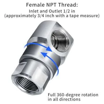 Alater 1/2 Inch FXF Heavy Duty Hose Reel Swivel with Grease Zerk - Hose Reel Parts Fitting with ISO 9001 Certification - Ideal for Home and Industrial Steel Hose Reels - Genuine Super Swivel