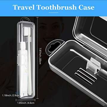 Patelai 2 Pack Travel Size Toothbrush Case Holder Portable Clear Toothbrush and Toothpaste Storage C...