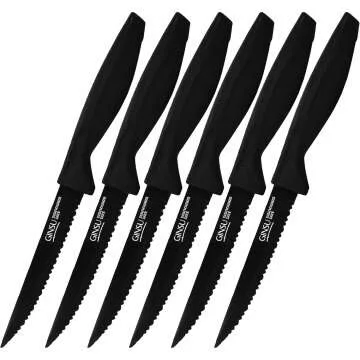 GINSU Daku 6-Piece Black Steak Knife Set