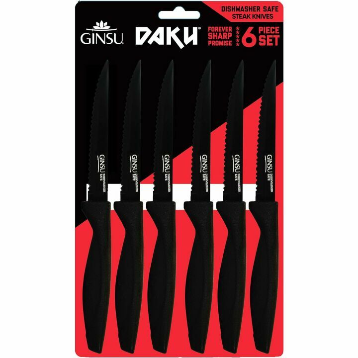 GINSU Daku 6-Piece Black Steak Knife Set