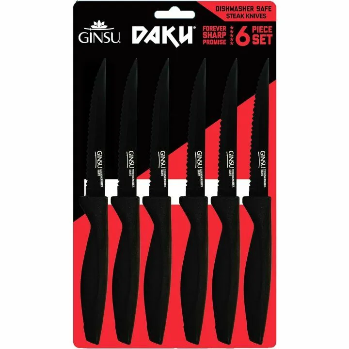 GINSU Daku 6-Piece Black Steak Knife Set