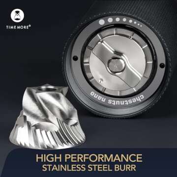 TIMEMORE NANO Manual Coffee Grinder with Foldable Handle, Small Hand Coffee Grinder with Stainless S...