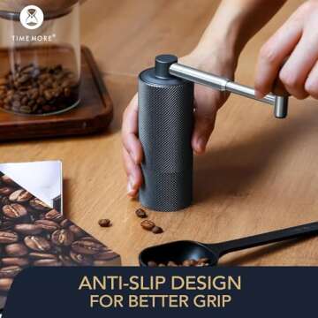 TIMEMORE NANO Manual Coffee Grinder with Foldable Handle, Small Hand Coffee Grinder with Stainless Steel Conical Burr and Adjustable Setting, for Espresso to French Press(Black)