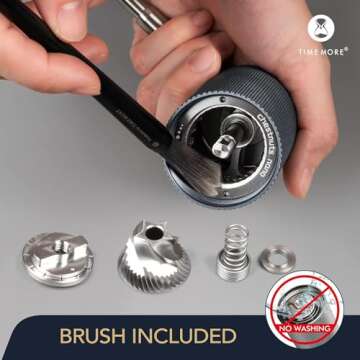 TIMEMORE NANO Manual Coffee Grinder with Foldable Handle, Small Hand Coffee Grinder with Stainless Steel Conical Burr and Adjustable Setting, for Espresso to French Press(Black)