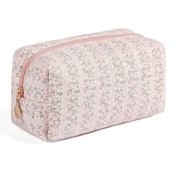 HHQQWZ Stylish Floral Makeup Bag Travel Cosmetic Pouch - Portable Organizer for Women