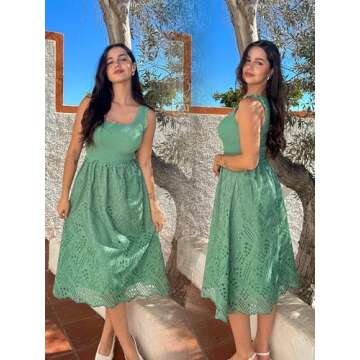 GRACE KARIN Easter Dress for Women Summer Casual Sleeveless Slim High Waist Midi Dress with Pocket L...