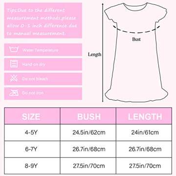 Nidoul Kid Girls Nightgown Night Dress Unicorn Rainbow Princess Pajamas Sleepwear Nightie (Blue, 6-7 Years)