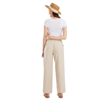 CHARTOU Women's Comfortable Summer Linen Pants with Drawstring