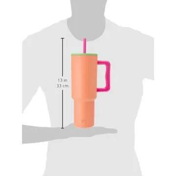 Stylish 40 oz Insulated Tumbler with Handle and Straw