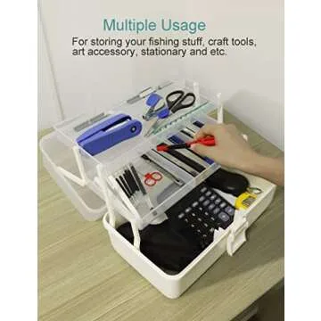 Avlcoaky Tackle Box Large 3 Layers Plastic Portable Storage Box Fishing White Tackle Box Organizer Art Craft Tool Box