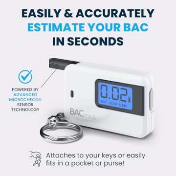 BACtrack Go Keychain Breathalyzer (White) | Ultra-Portable Pocket Keyring Alcohol Tester for Personal Use