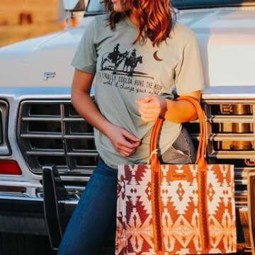 Wrangler Tote Bag for Women Purses Aztec Handbags Western Purses Boho Shoulder Bag ZSY2 WG2203-8119LCF