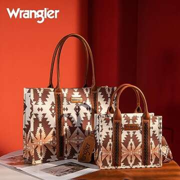 Wrangler Tote Bag for Women Purses Aztec Handbags Western Purses Boho Shoulder Bag ZSY2 WG2203-8119LCF