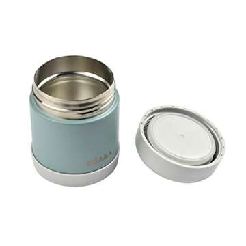 Beaba Stainless Steel Insulated Food Jar 10 oz, Kids Thermos, Lunch Containers, Leakproof, Wide Opening, Suitable for Hot and Cold Foods (Eucalyptus)