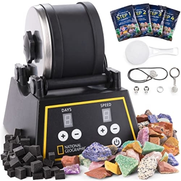 National Geographic Professional Rock Tumbler Kit - Complete Rock Tumbler for Adults & Kids with Dur...