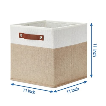 Temary Fabric Storage Cubes Bins: Durable 11 x 11 Inch Foldable Storage Baskets Set with Handles