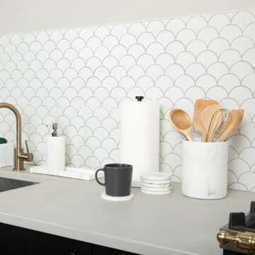 Elegant White Marble Coasters Set of 6 for Home Use