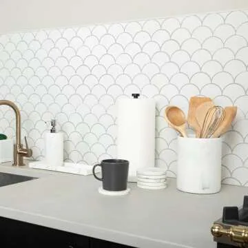 Elegant White Marble Coasters Set of 6 for Home Use