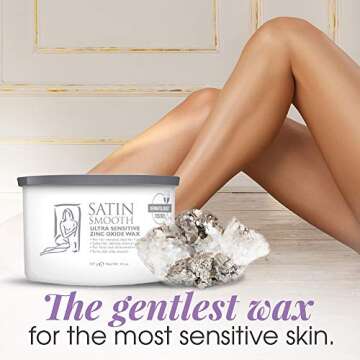 Satin Smooth Ultra Sensitive Zinc Oxide Wax, Hair Removal for Fine to Medium Hair, Safe for Delicate...