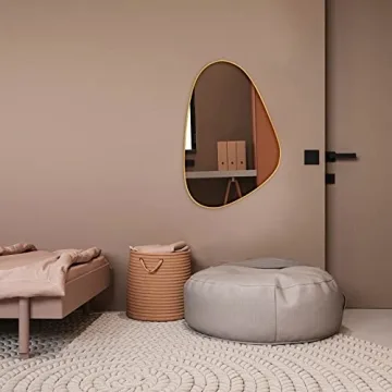 UNZIPE Gold Asymmetrical Mirror for Home Decor
