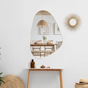 UNZIPE Gold Asymmetrical Mirror for Home Decor