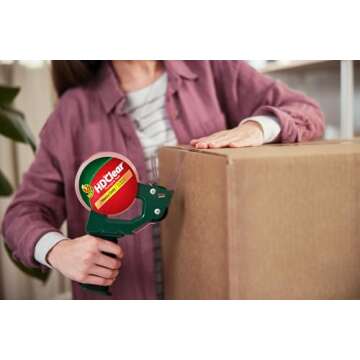 Duck Brand Handled Tape Gun With Clear Packing Tape, 1.88 Inch x 54.6 Yard, 3 Inch Core (669332)