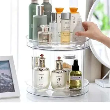 ROWNYEON 2 Tier Rotating Organizer, Skincare Organizers,360 Rotating Makeup Organizer,10.6 Inches Pe...