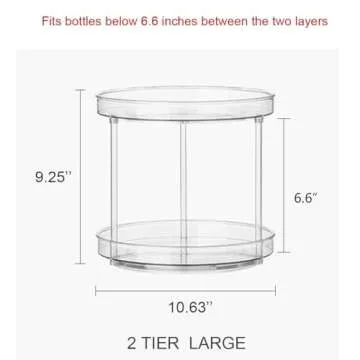 ROWNYEON 2 Tier Rotating Organizer, Skincare Organizers,360 Rotating Makeup Organizer,10.6 Inches Perfume Organizer Kitchen Storage | Clear